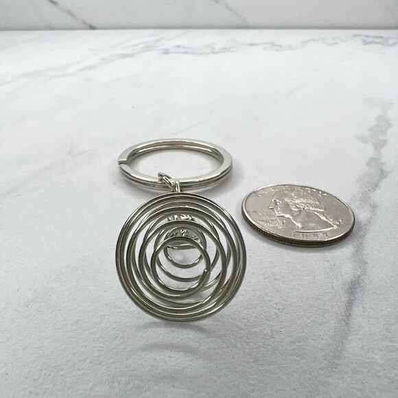 Silver Tone Spring Beehive Swirl Keychain Keyring - Picture 7 of 7